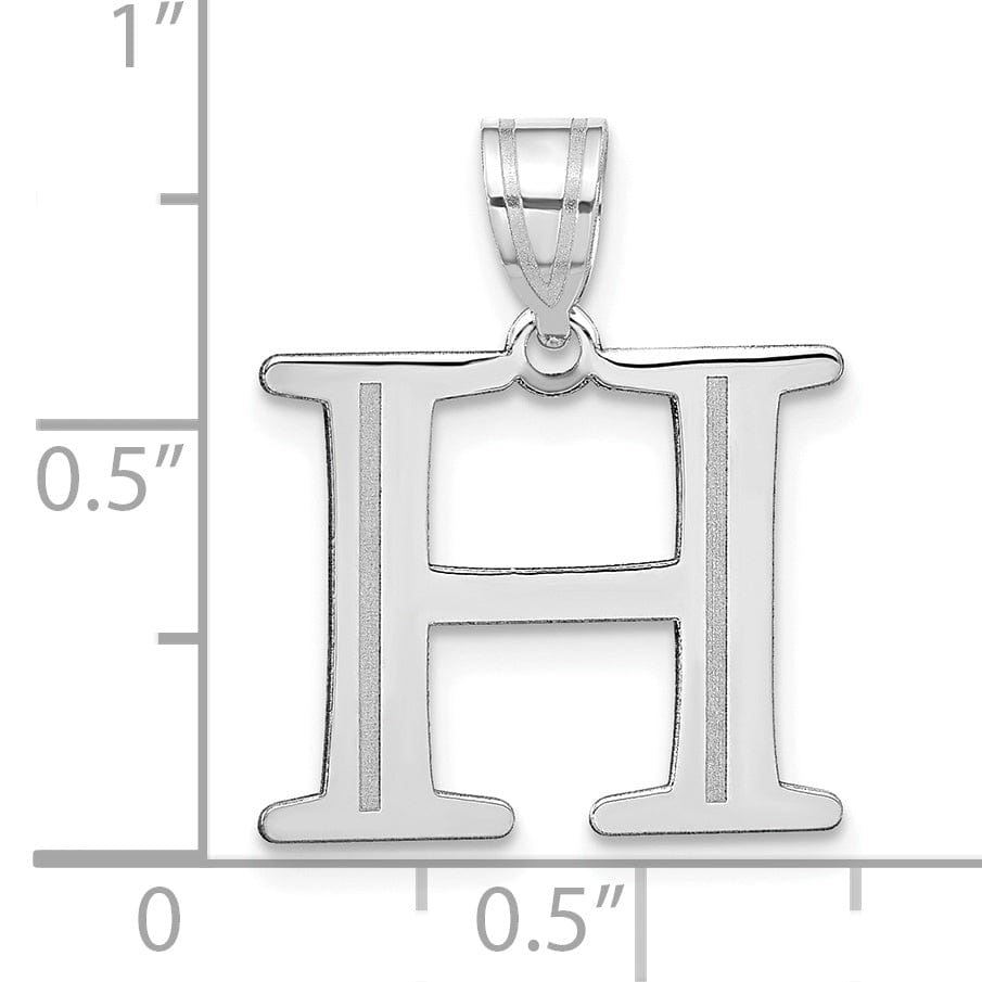 Lovely Rita's Pendants & Charms 14k White Gold Etched Finish Block Letter H Initial Design Pendant