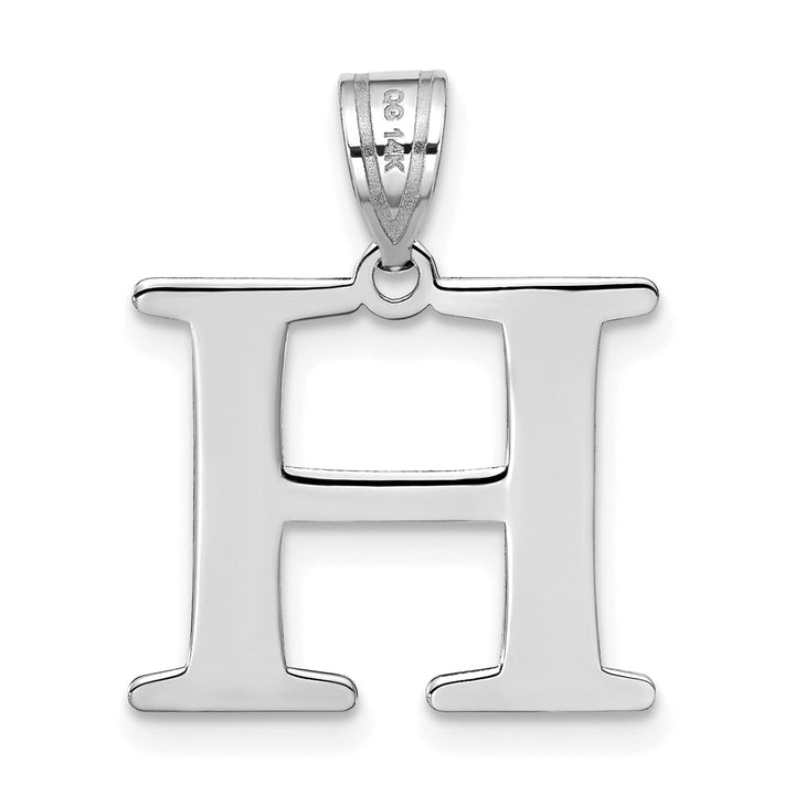 Lovely Rita's Pendants & Charms 14k White Gold Etched Finish Block Letter H Initial Design Pendant