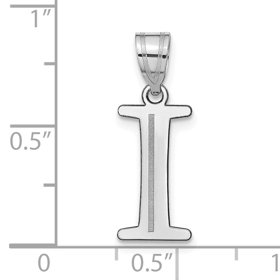 Lovely Rita's Pendants & Charms 14k White Gold Etched Finish Block Letter I Initial Design Pendant