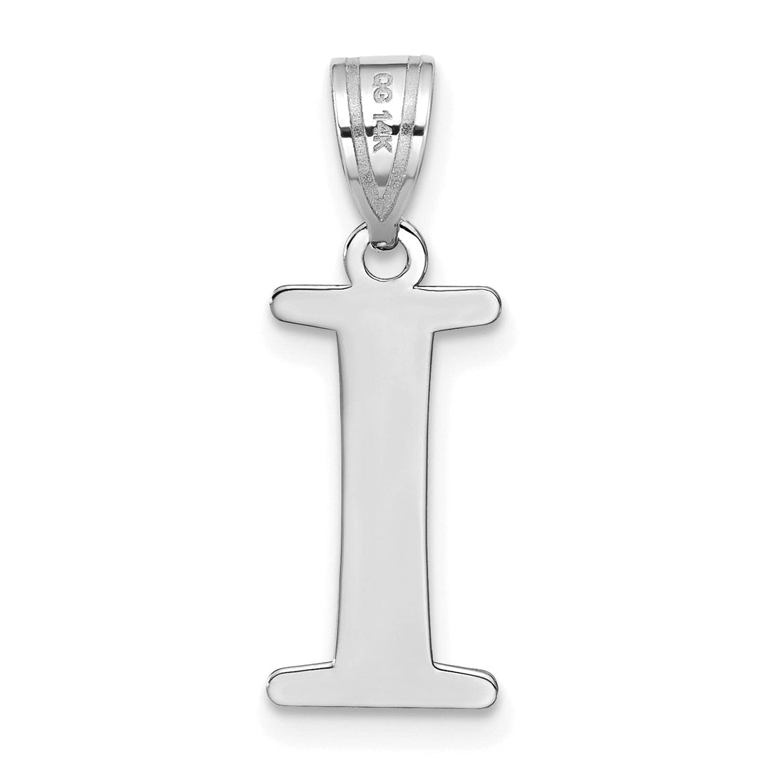 Lovely Rita's Pendants & Charms 14k White Gold Etched Finish Block Letter I Initial Design Pendant