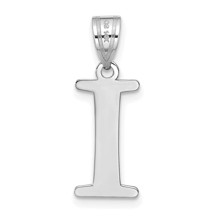 Lovely Rita's Pendants & Charms 14k White Gold Etched Finish Block Letter I Initial Design Pendant