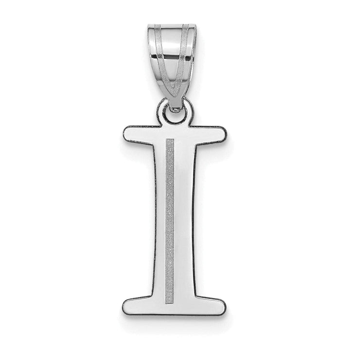 Lovely Rita's Pendants & Charms 14k White Gold Etched Finish Block Letter I Initial Design Pendant