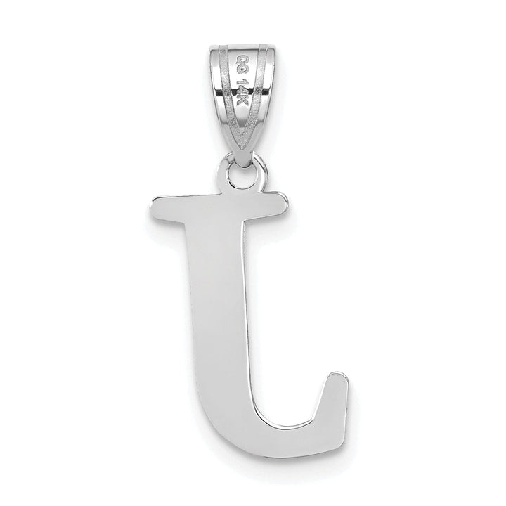 Lovely Rita's Pendants & Charms 14k White Gold Etched Finish Block Letter J Initial Design Pendant