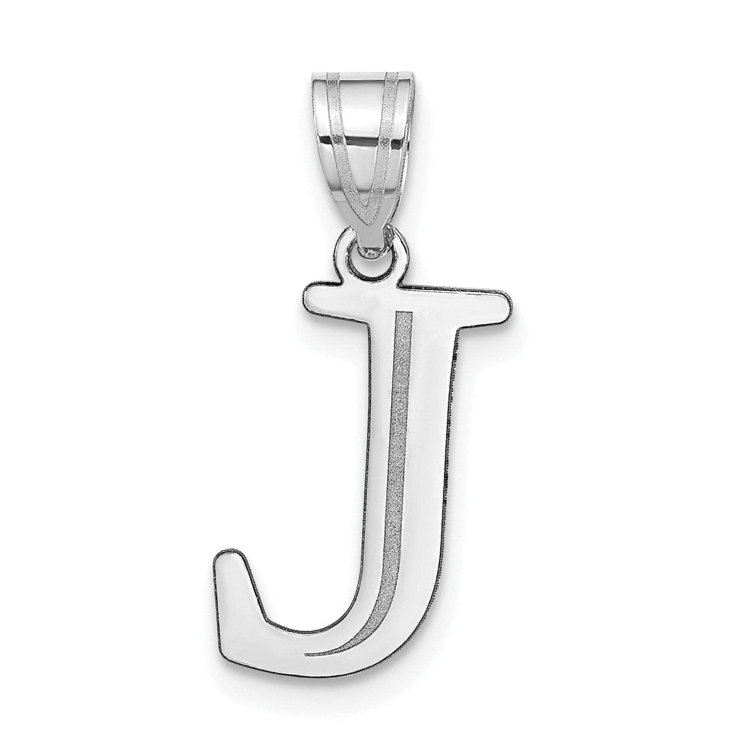 Lovely Rita's Pendants & Charms 14k White Gold Etched Finish Block Letter J Initial Design Pendant