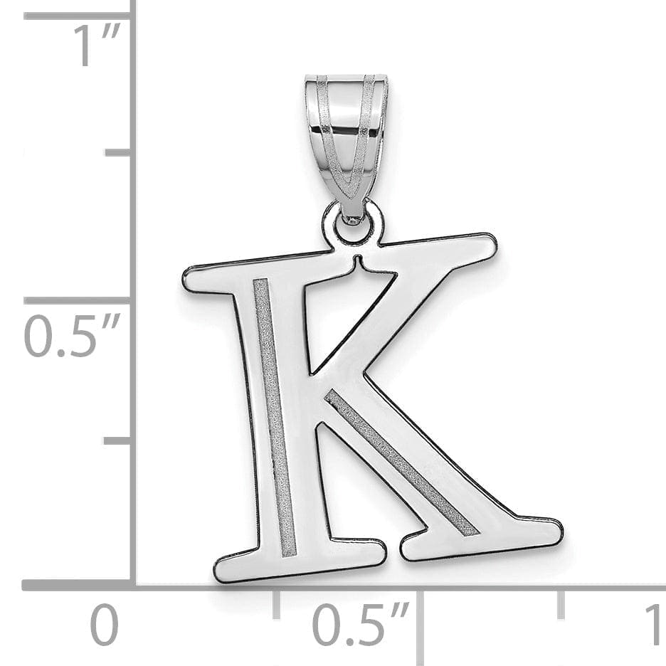 Lovely Rita's Pendants & Charms 14k White Gold Etched Finish Block Letter K Initial Design Pendant