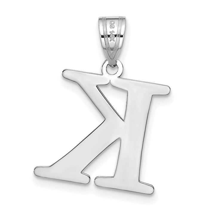 Lovely Rita's Pendants & Charms 14k White Gold Etched Finish Block Letter K Initial Design Pendant