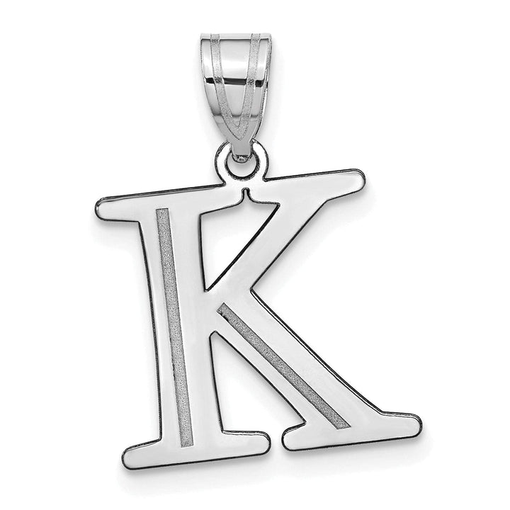 Lovely Rita's Pendants & Charms 14k White Gold Etched Finish Block Letter K Initial Design Pendant
