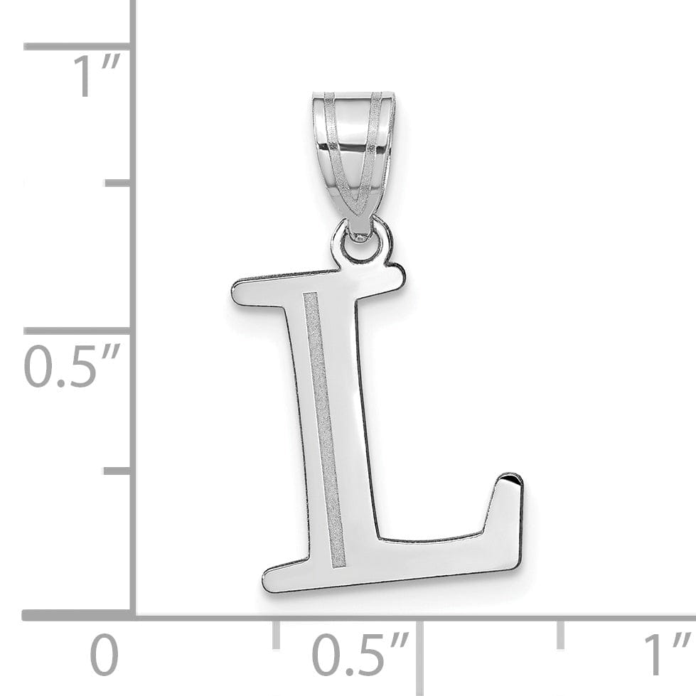 Lovely Rita's Pendants & Charms 14k White Gold Etched Finish Block Letter L Initial Design Pendant