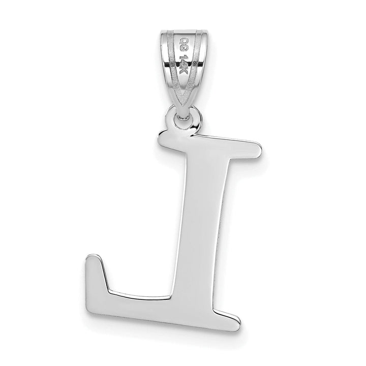 Lovely Rita's Pendants & Charms 14k White Gold Etched Finish Block Letter L Initial Design Pendant