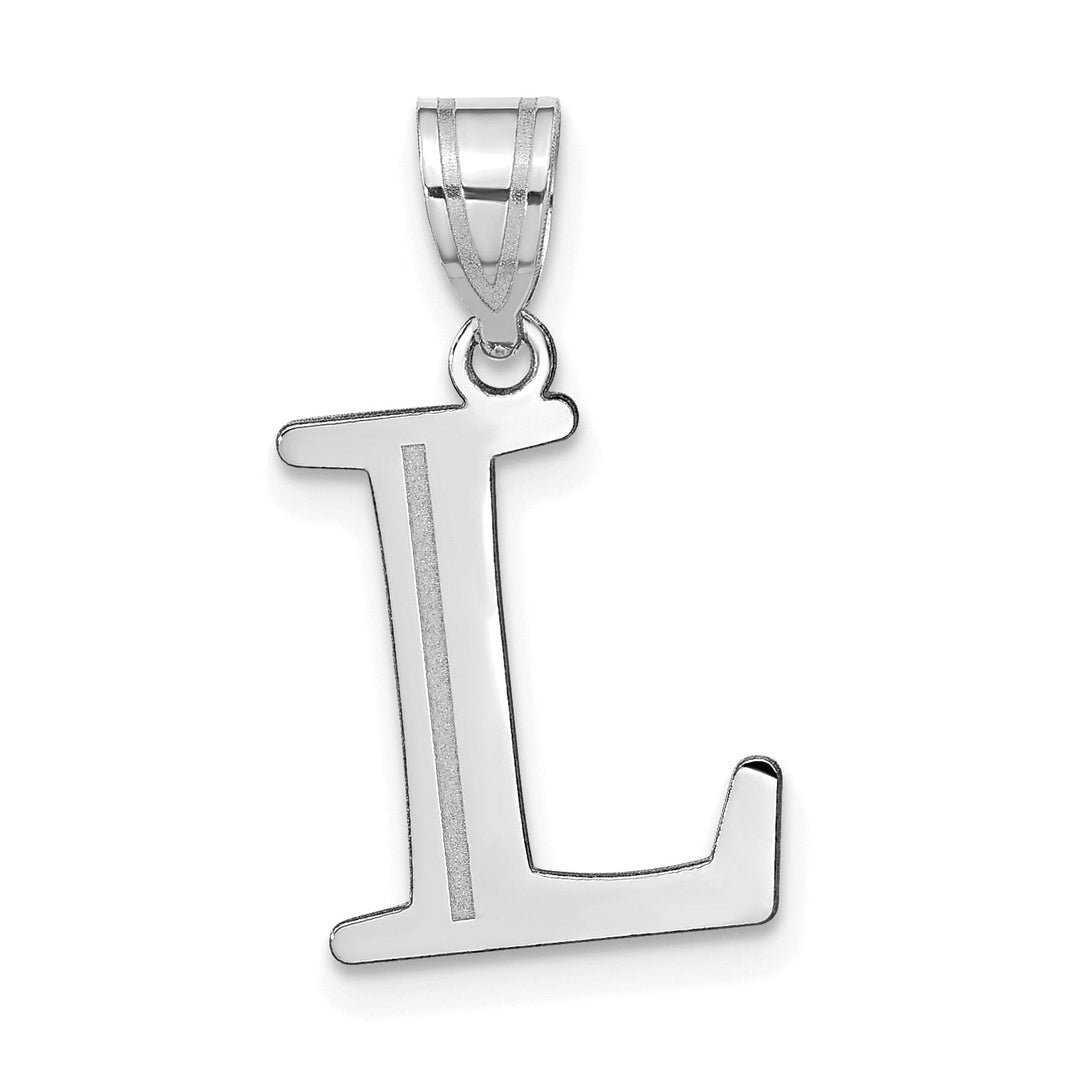 Lovely Rita's Pendants & Charms 14k White Gold Etched Finish Block Letter L Initial Design Pendant