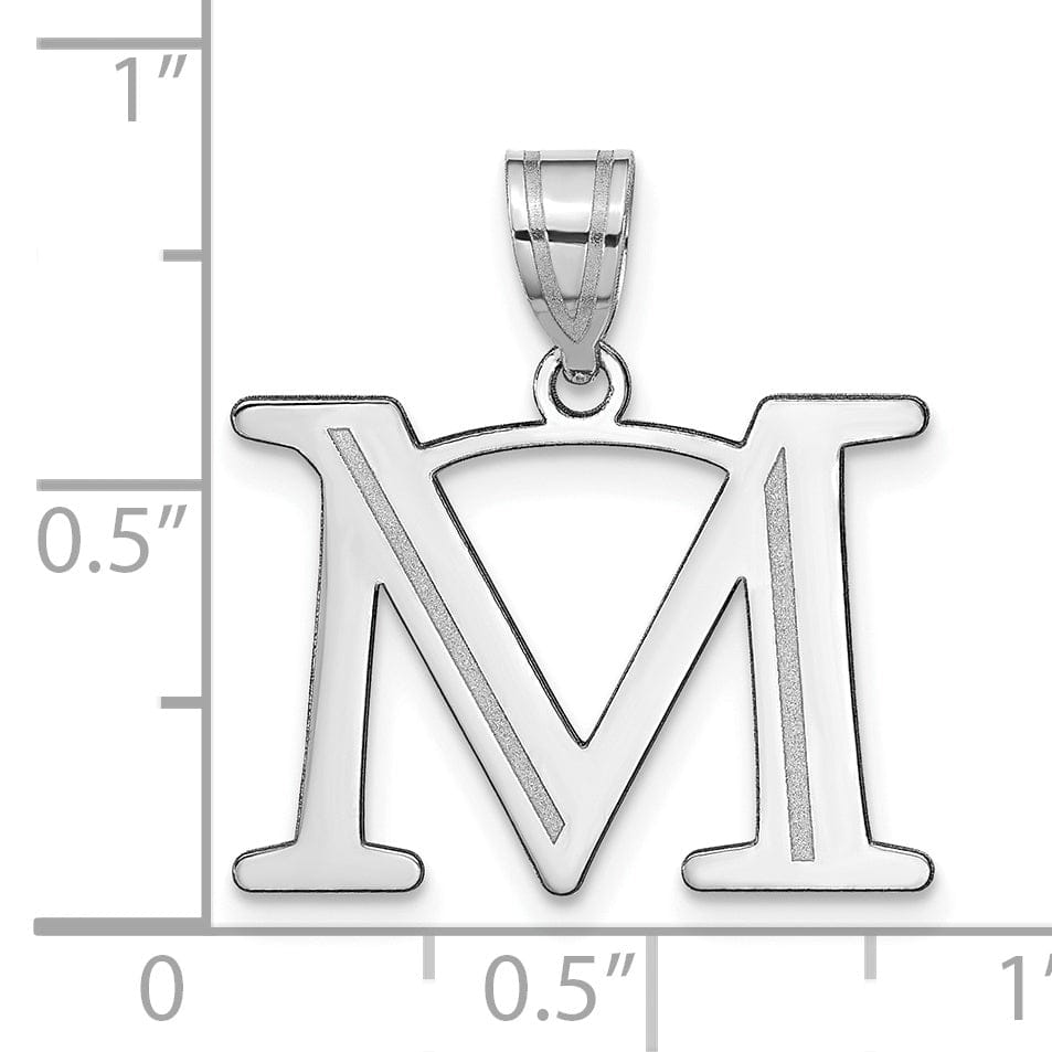 Lovely Rita's Pendants & Charms 14k White Gold Etched Finish Block Letter M Initial Design Pendant