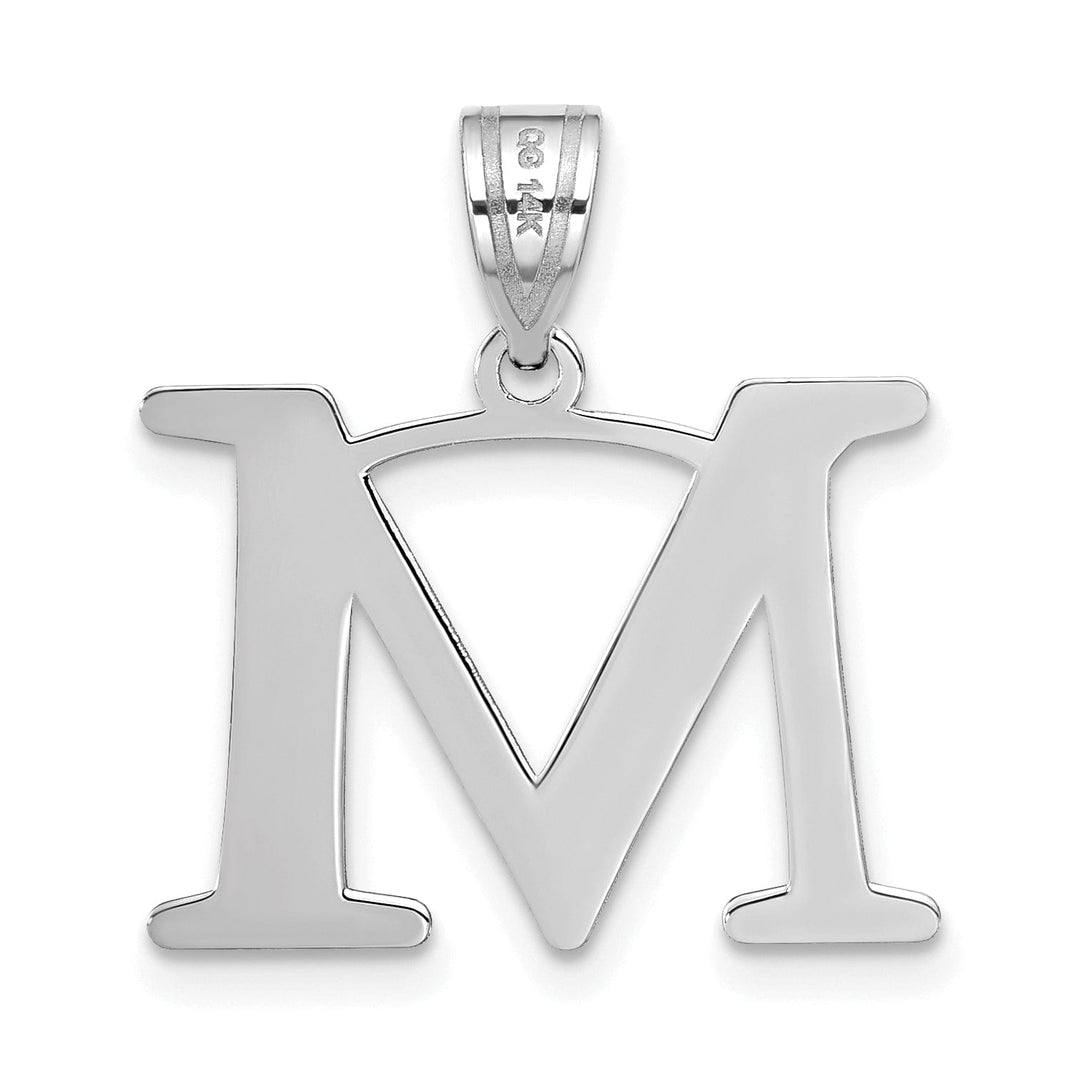 Lovely Rita's Pendants & Charms 14k White Gold Etched Finish Block Letter M Initial Design Pendant