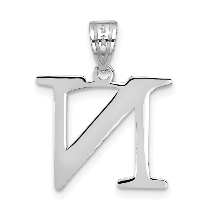 Lovely Rita's Pendants & Charms 14k White Gold Etched Finish Block Letter N Initial Design Pendant