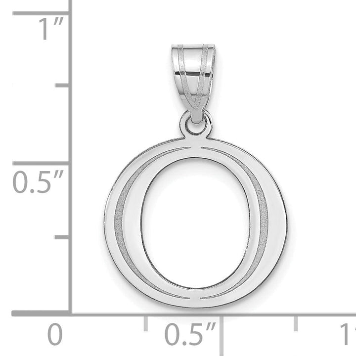 Lovely Rita's Pendants & Charms 14k White Gold Etched Finish Block Letter O Initial Design Pendant