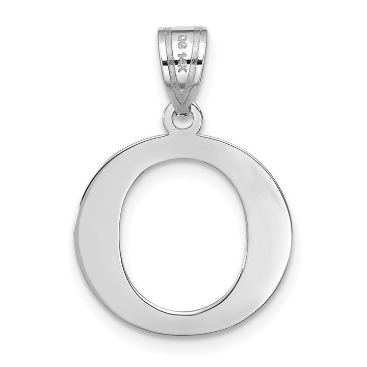 Lovely Rita's Pendants & Charms 14k White Gold Etched Finish Block Letter O Initial Design Pendant