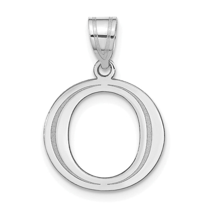 Lovely Rita's Pendants & Charms 14k White Gold Etched Finish Block Letter O Initial Design Pendant