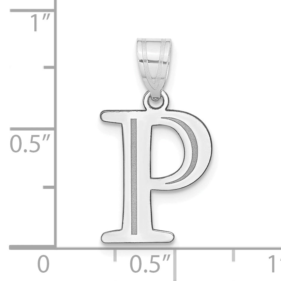 Lovely Rita's Pendants & Charms 14k White Gold Etched Finish Block Letter P Initial Design Pendant