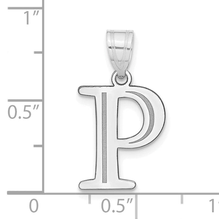 Lovely Rita's Pendants & Charms 14k White Gold Etched Finish Block Letter P Initial Design Pendant