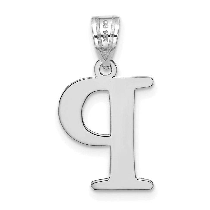 Lovely Rita's Pendants & Charms 14k White Gold Etched Finish Block Letter P Initial Design Pendant