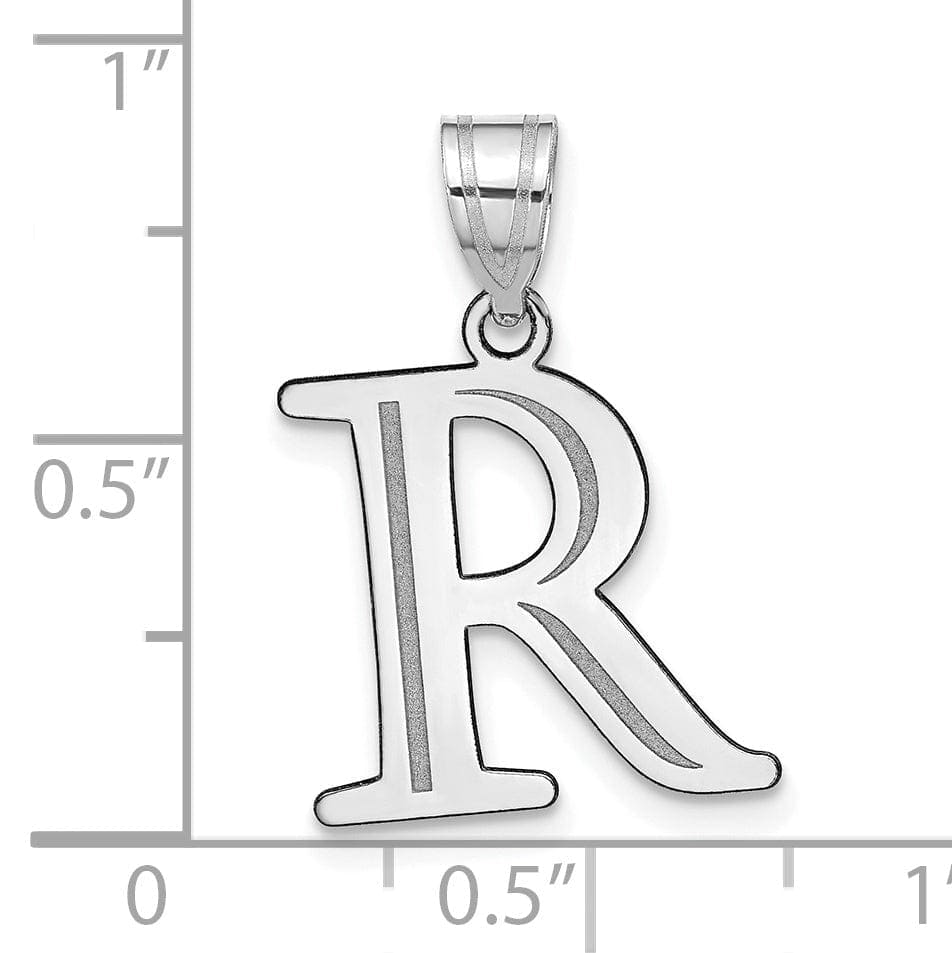 Lovely Rita's Pendants & Charms 14k White Gold Etched Finish Block Letter R Initial Design Pendant