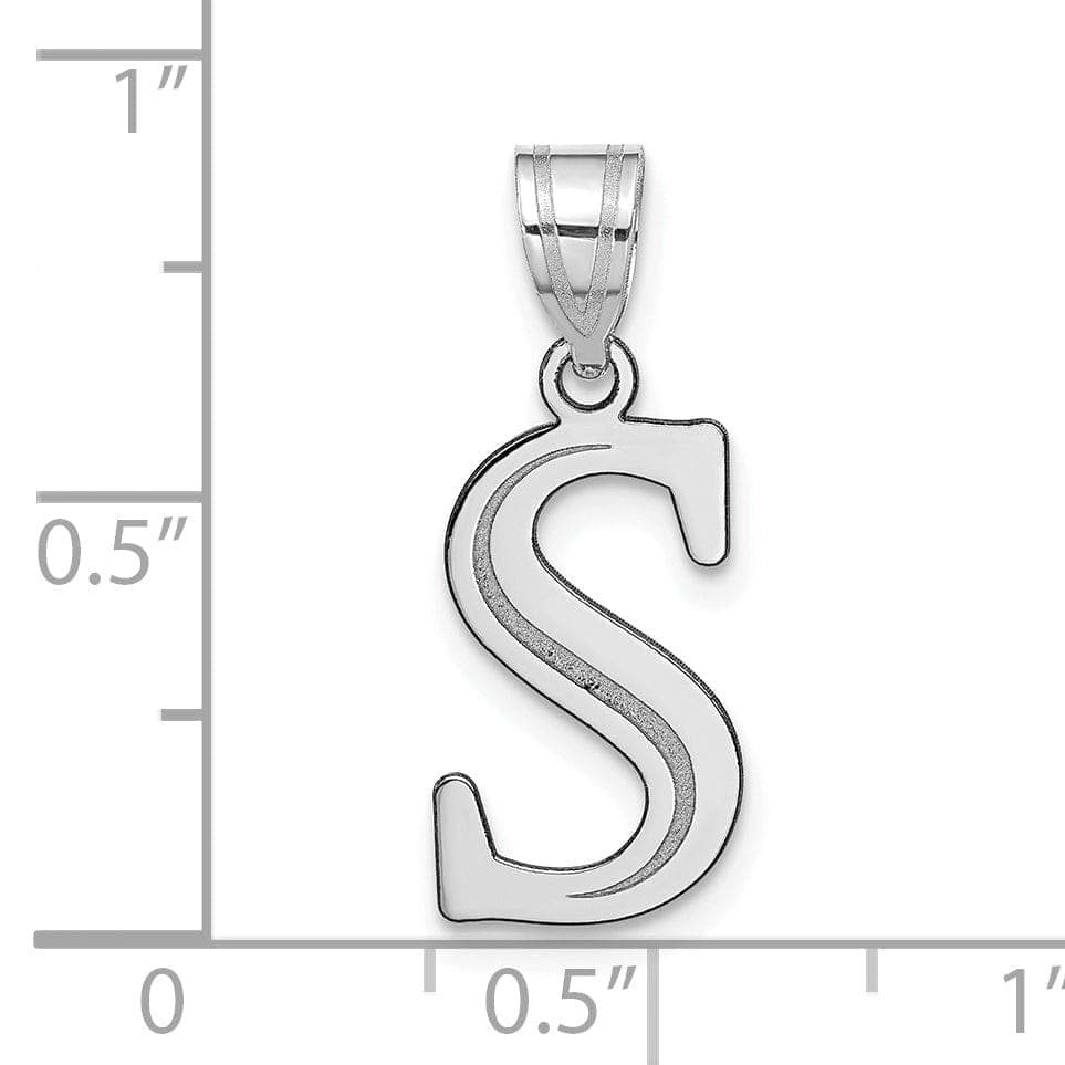 Lovely Rita's Pendants & Charms 14k White Gold Etched Finish Block Letter S Initial Design Pendant