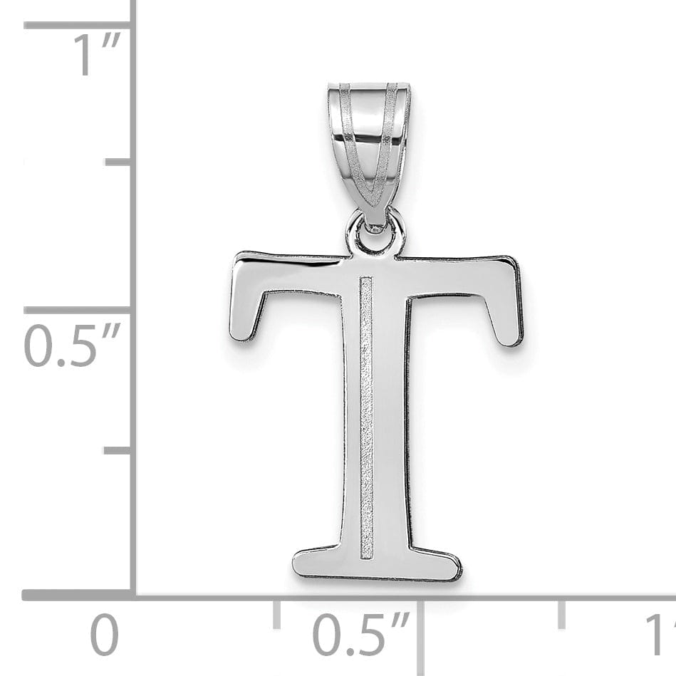 Lovely Rita's Pendants & Charms 14k White Gold Etched Finish Block Letter T Initial Design Pendant