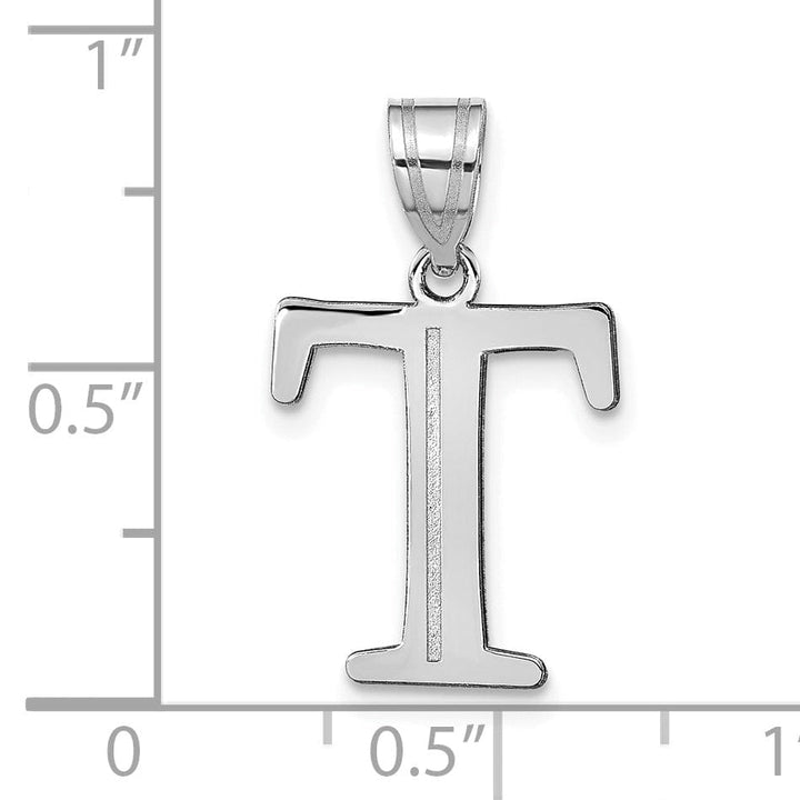 Lovely Rita's Pendants & Charms 14k White Gold Etched Finish Block Letter T Initial Design Pendant