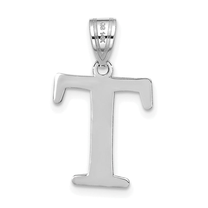 Lovely Rita's Pendants & Charms 14k White Gold Etched Finish Block Letter T Initial Design Pendant