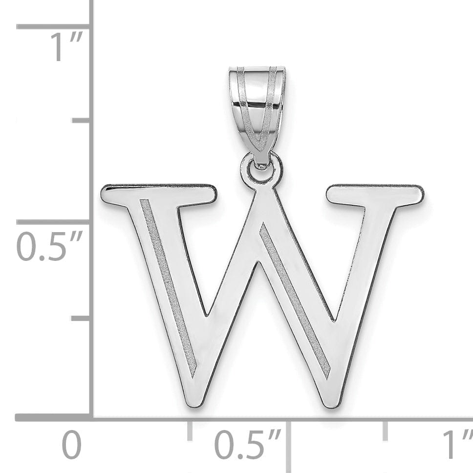 Lovely Rita's Pendants & Charms 14k White Gold Etched Finish Block Letter W Initial Design Pendant