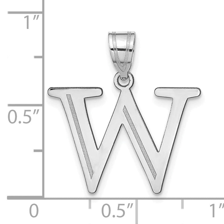Lovely Rita's Pendants & Charms 14k White Gold Etched Finish Block Letter W Initial Design Pendant
