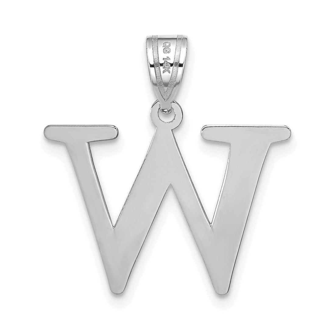 Lovely Rita's Pendants & Charms 14k White Gold Etched Finish Block Letter W Initial Design Pendant