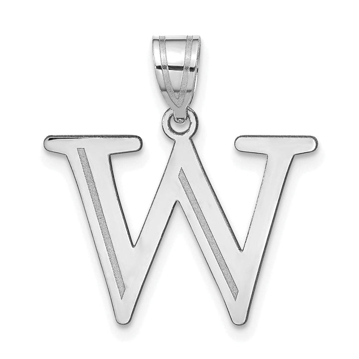 Lovely Rita's Pendants & Charms 14k White Gold Etched Finish Block Letter W Initial Design Pendant