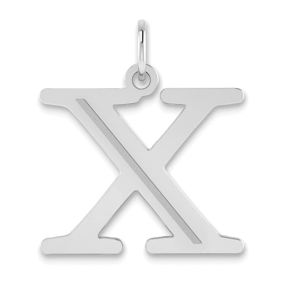 Lovely Rita's Pendants & Charms 14k White Gold Etched Finish Block Letter X Initial Design Pendant