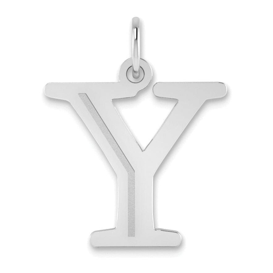 Lovely Rita's Pendants & Charms 14k White Gold Etched Finish Block Letter Y Initial Design Pendant