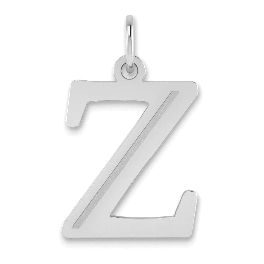 Lovely Rita's Pendants & Charms 14k White Gold Etched Finish Block Letter Z Initial Design Pendant