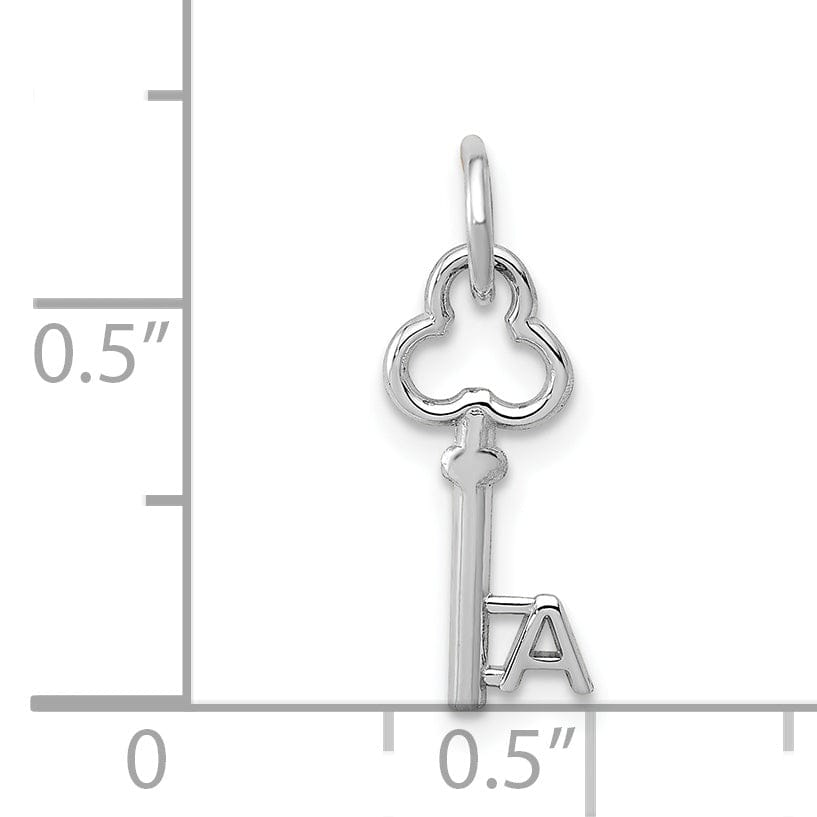 Lovely Rita's Pendants & Charms 14K White Gold Fancy Key Shape Design Letter A Initial Charm Pendant
