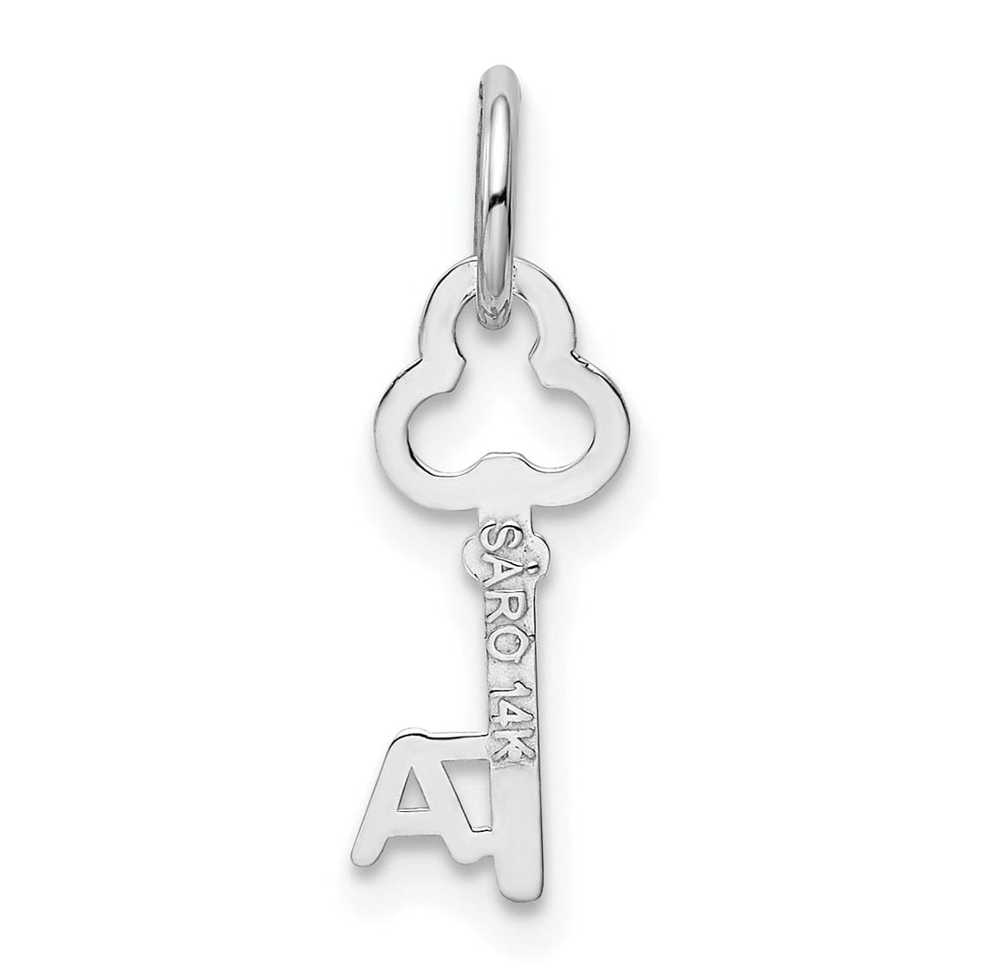 Lovely Rita's Pendants & Charms 14K White Gold Fancy Key Shape Design Letter A Initial Charm Pendant