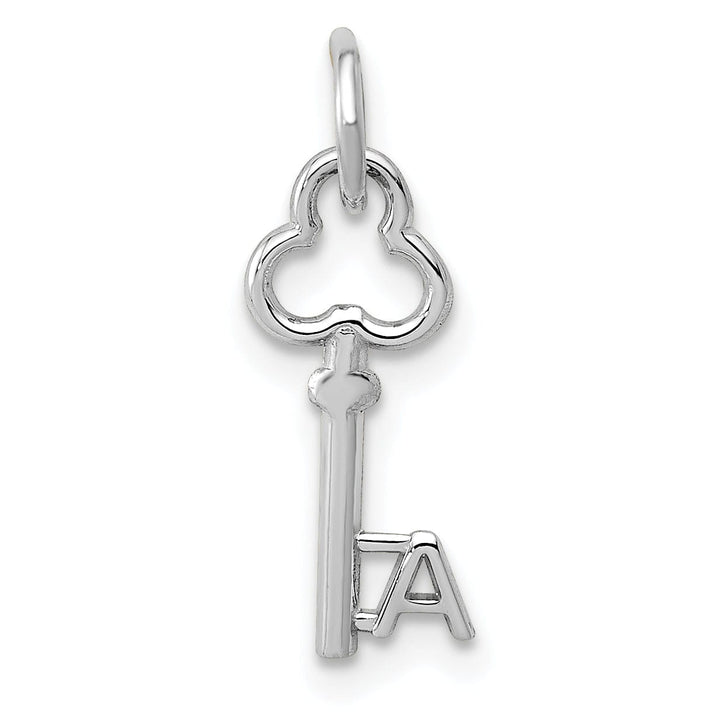 Lovely Rita's Pendants & Charms 14K White Gold Fancy Key Shape Design Letter A Initial Charm Pendant