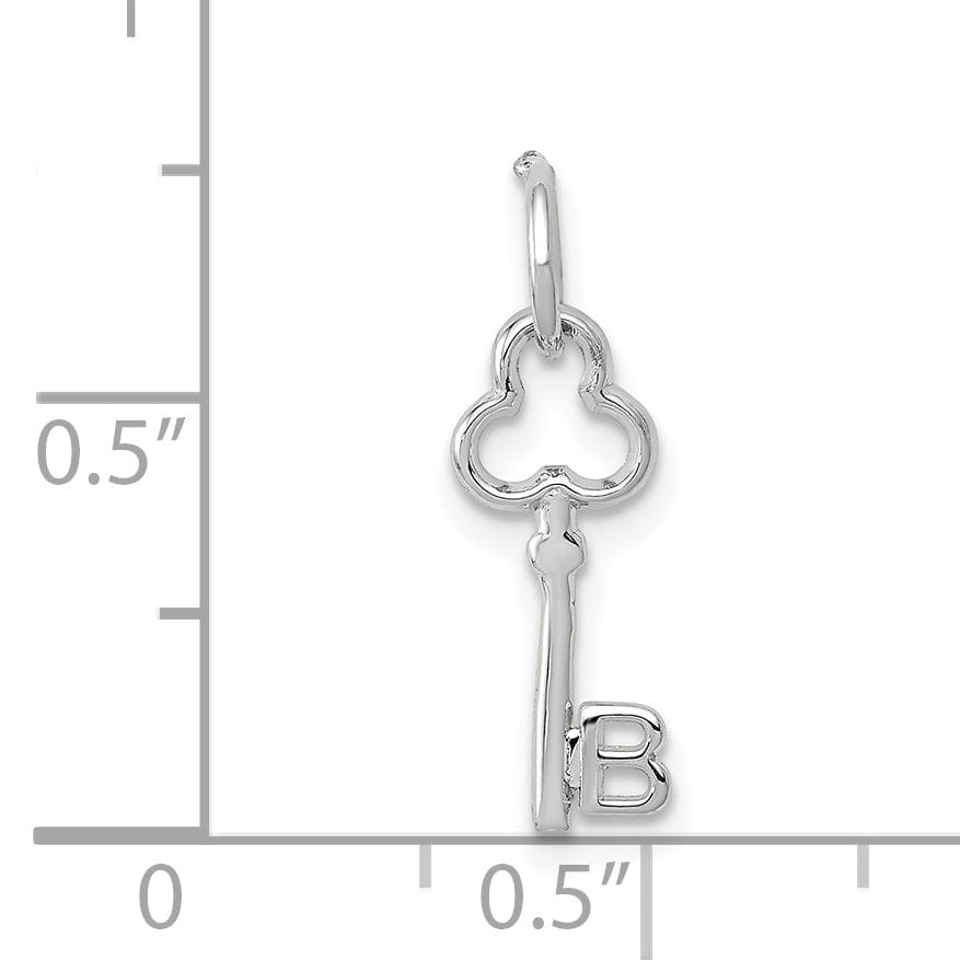 Lovely Rita's Pendants & Charms 14K White Gold Fancy Key Shape Design Letter B Initial Charm Pendant