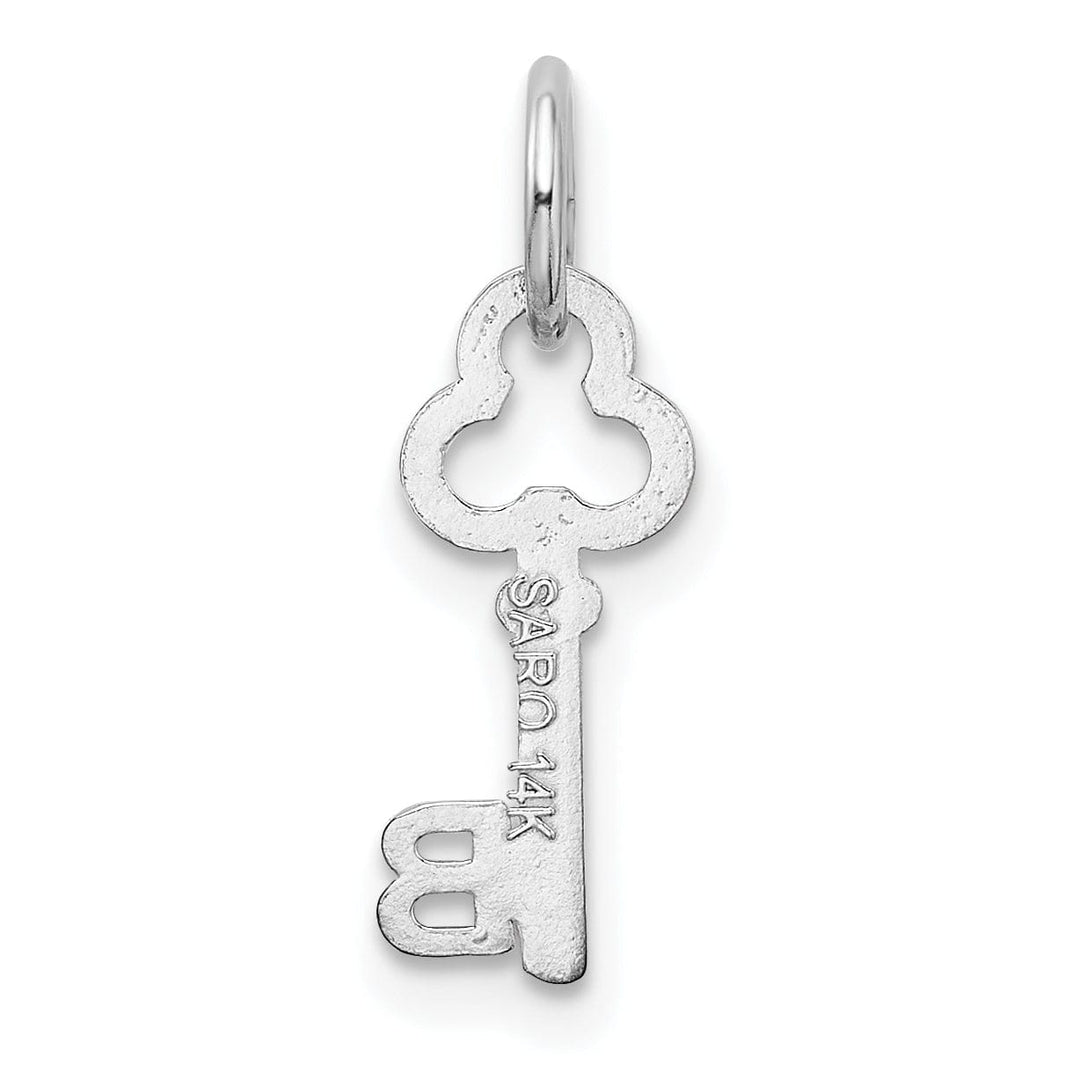 Lovely Rita's Pendants & Charms 14K White Gold Fancy Key Shape Design Letter B Initial Charm Pendant