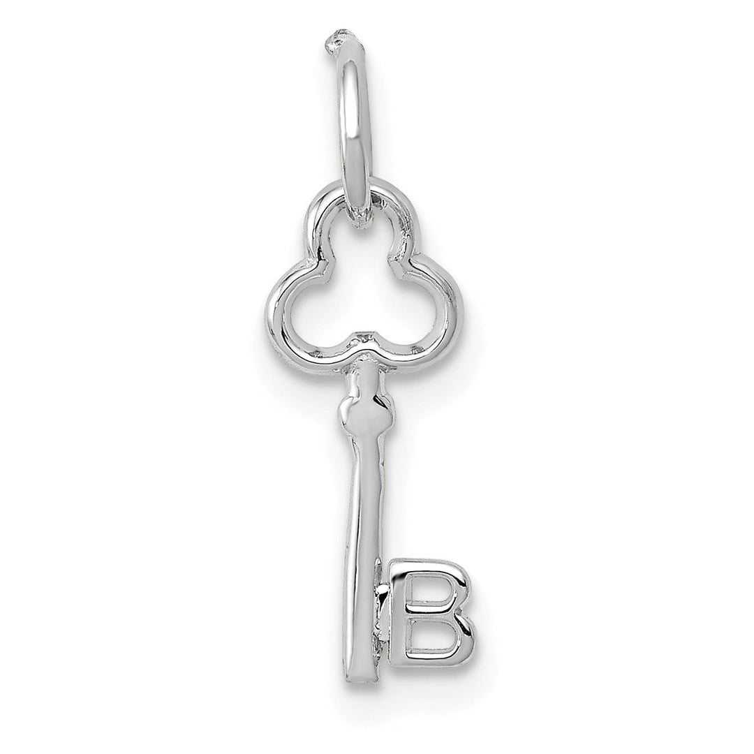 Lovely Rita's Pendants & Charms 14K White Gold Fancy Key Shape Design Letter B Initial Charm Pendant