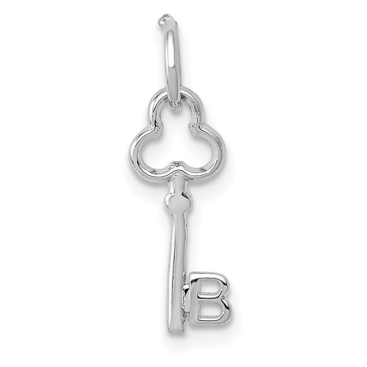 Lovely Rita's Pendants & Charms 14K White Gold Fancy Key Shape Design Letter B Initial Charm Pendant
