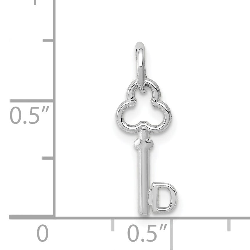 Lovely Rita's Pendants & Charms 14K White Gold Fancy Key Shape Design Letter D Initial Charm Pendant