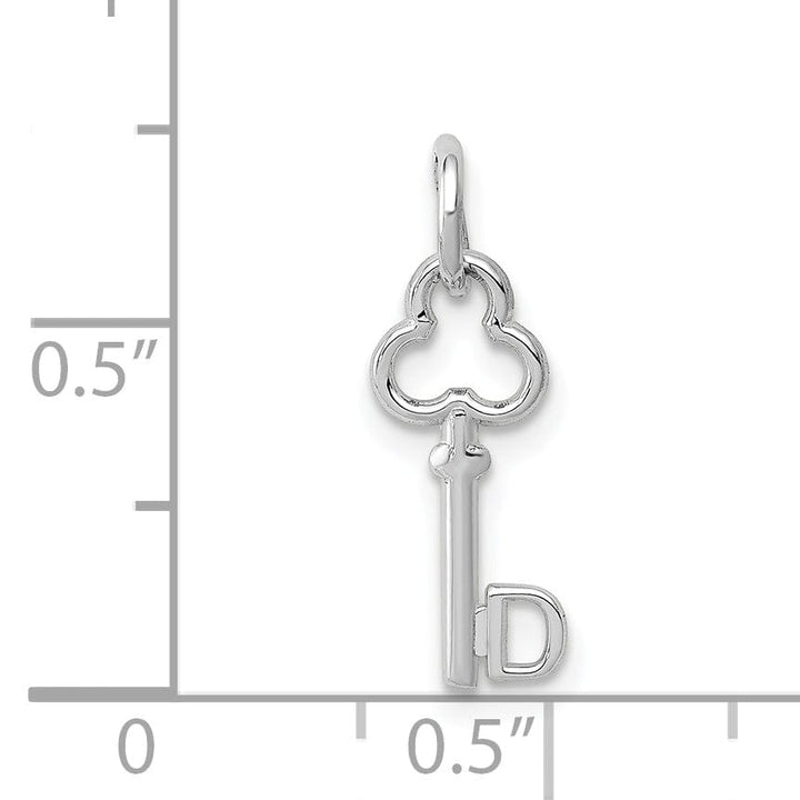 Lovely Rita's Pendants & Charms 14K White Gold Fancy Key Shape Design Letter D Initial Charm Pendant