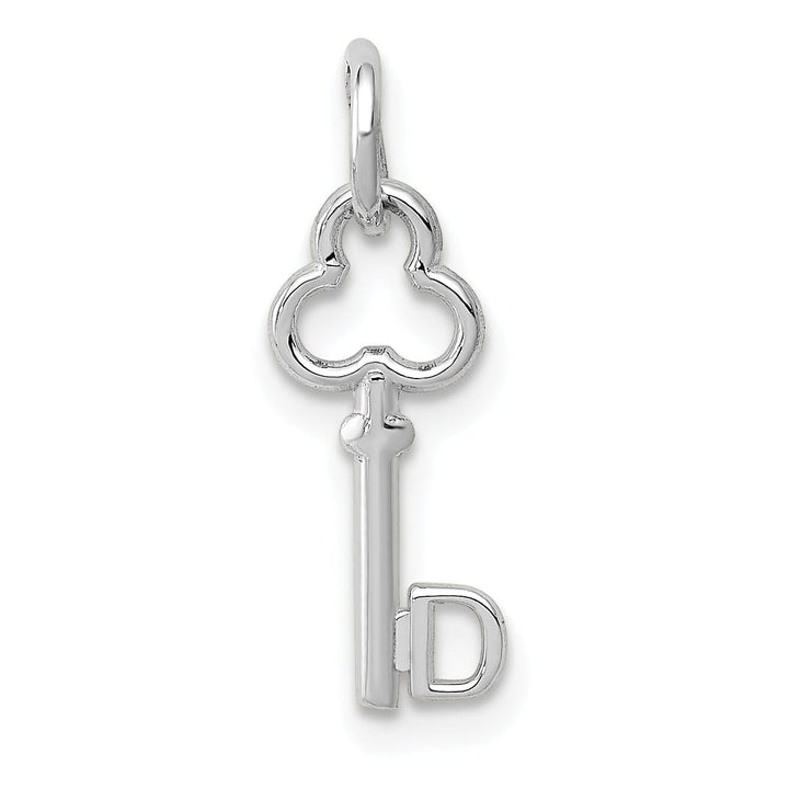 Lovely Rita's Pendants & Charms 14K White Gold Fancy Key Shape Design Letter D Initial Charm Pendant