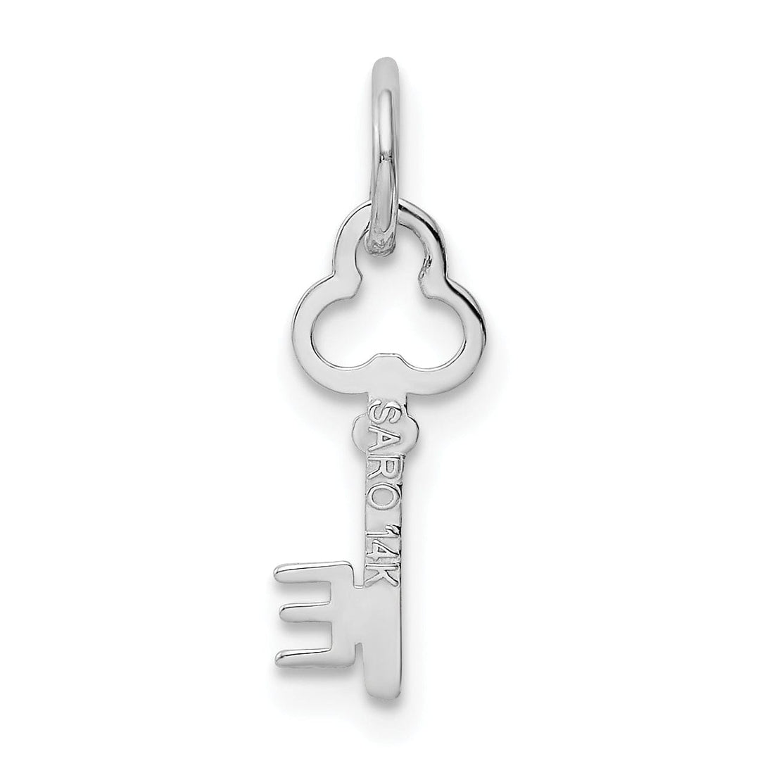 Lovely Rita's Pendants & Charms 14K White Gold Fancy Key Shape Design Letter E Initial Charm Pendant