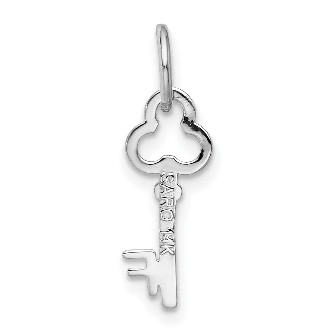 Lovely Rita's Pendants & Charms 14K White Gold Fancy Key Shape Design Letter F Initial Charm Pendant