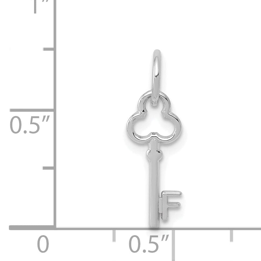 Lovely Rita's Pendants & Charms 14K White Gold Fancy Key Shape Design Letter F Initial Charm Pendant