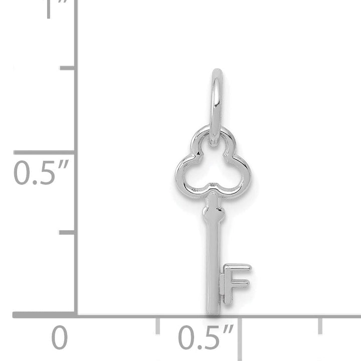 Lovely Rita's Pendants & Charms 14K White Gold Fancy Key Shape Design Letter F Initial Charm Pendant