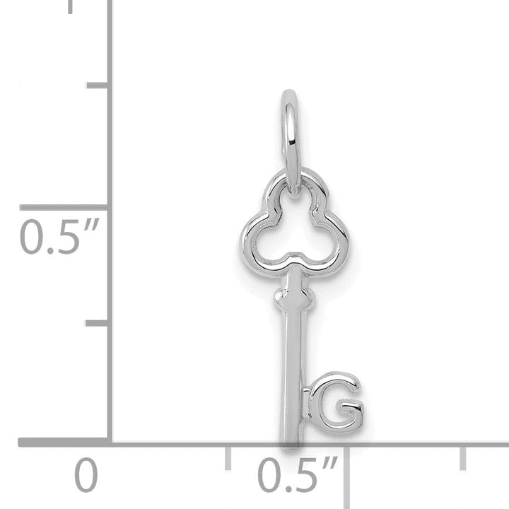 Lovely Rita's Pendants & Charms 14K White Gold Fancy Key Shape Design Letter G Initial Charm Pendant